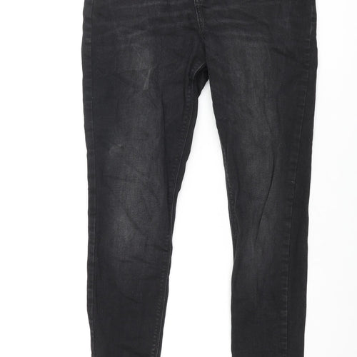Denim & Co. Womens Black Cotton Skinny Jeans Size 14 L28 in Regular Zip - Raw Hem