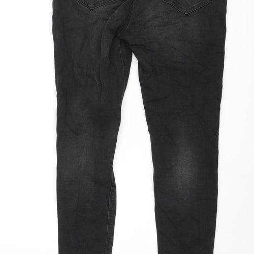 Denim & Co. Womens Black Cotton Skinny Jeans Size 14 L28 in Regular Zip - Raw Hem