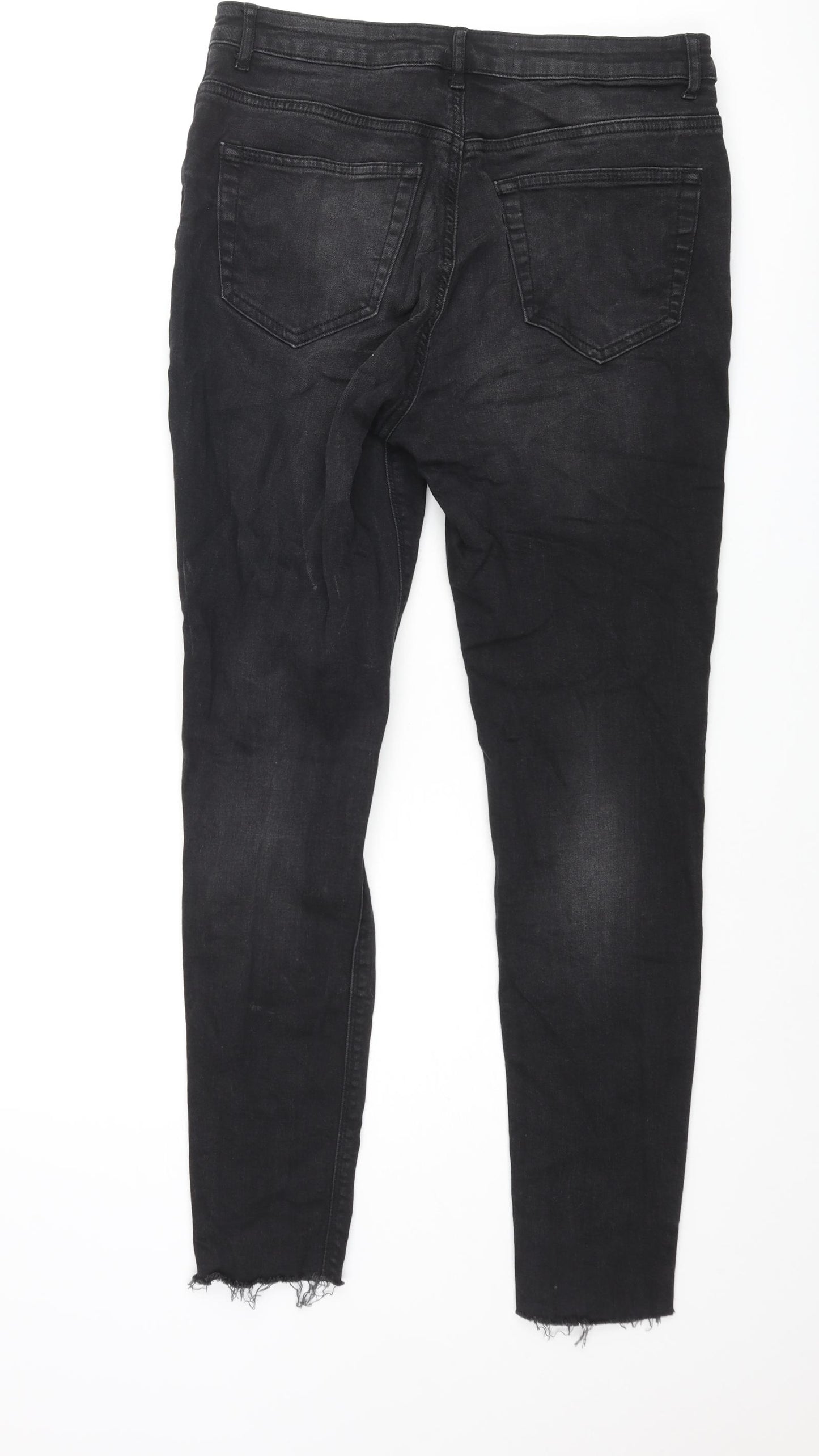 Denim & Co. Womens Black Cotton Skinny Jeans Size 14 L28 in Regular Zip - Raw Hem