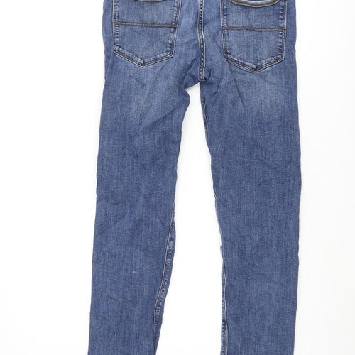 Marks and Spencer Mens Blue Cotton Straight Jeans Size 30 in L31 in Regular Zip