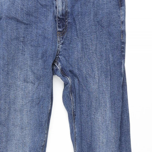Marks and Spencer Mens Blue Cotton Straight Jeans Size 30 in L31 in Regular Zip