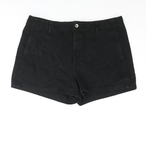 Uniqlo Womens Black Cotton Basic Shorts Size 34 in Regular Zip