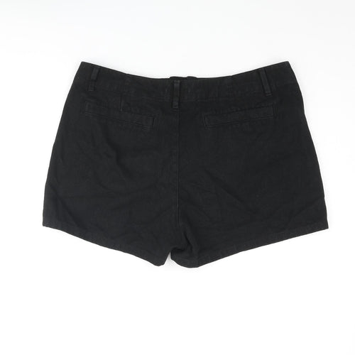 Uniqlo Womens Black Cotton Basic Shorts Size 34 in Regular Zip