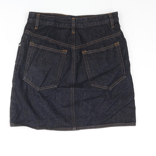 ASOS Womens Blue Cotton Mini Skirt Size 8 Button