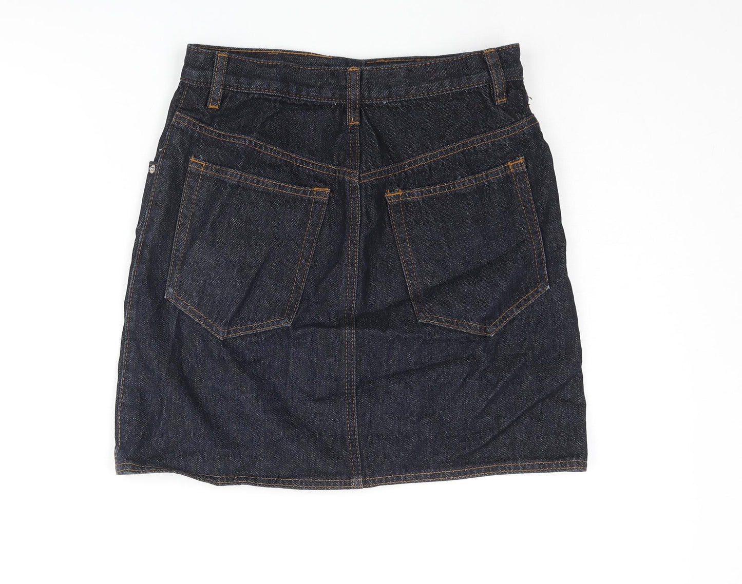 ASOS Womens Blue Cotton Mini Skirt Size 8 Button