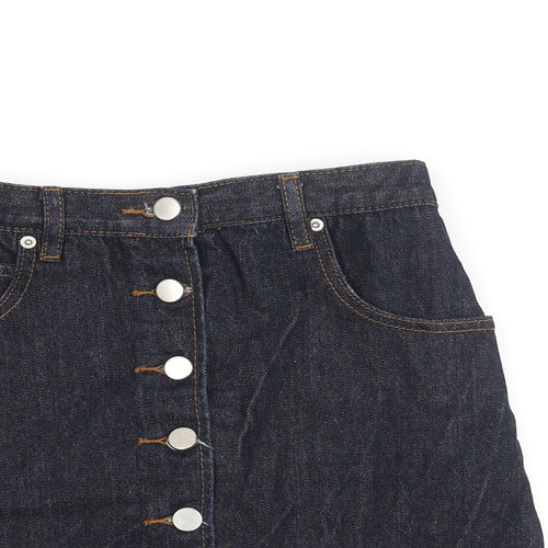 ASOS Womens Blue Cotton Mini Skirt Size 8 Button