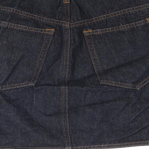 ASOS Womens Blue Cotton Mini Skirt Size 8 Button