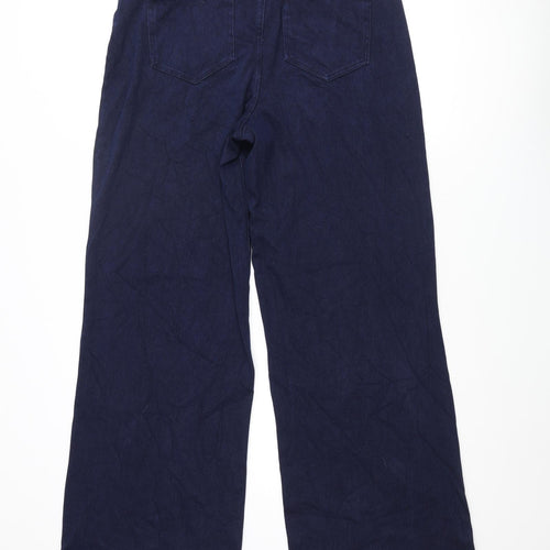 Lands' End Womens Blue Cotton Wide-Leg Jeans Size M L33 in Regular Zip