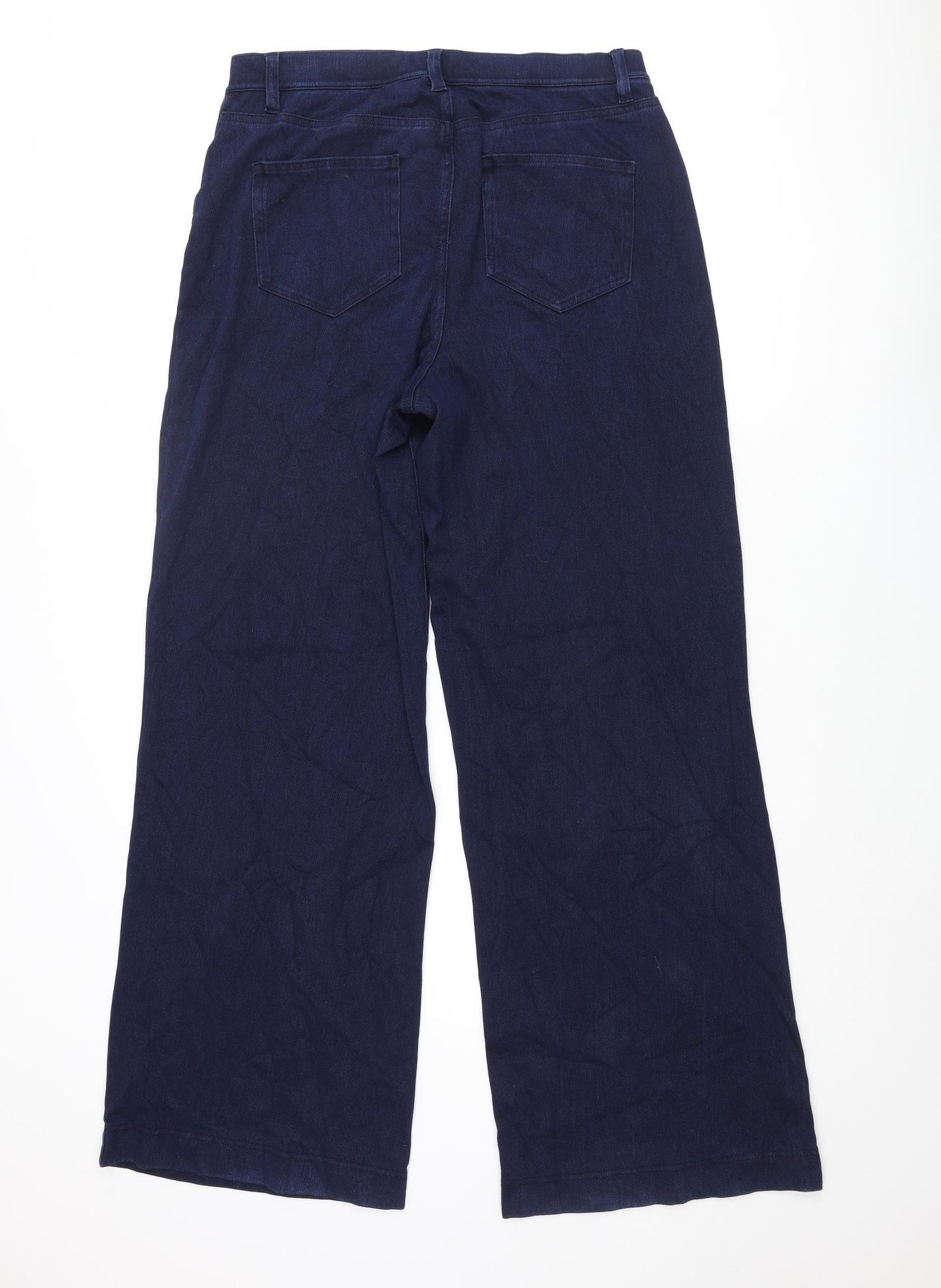 Lands' End Womens Blue Cotton Wide-Leg Jeans Size M L33 in Regular Zip