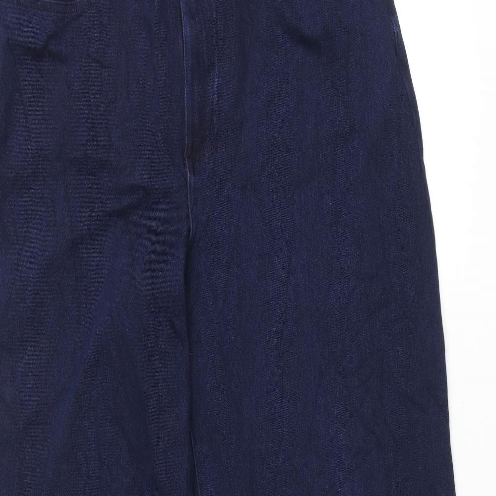 Lands' End Womens Blue Cotton Wide-Leg Jeans Size M L33 in Regular Zip