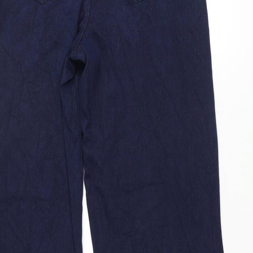Lands' End Womens Blue Cotton Wide-Leg Jeans Size M L33 in Regular Zip