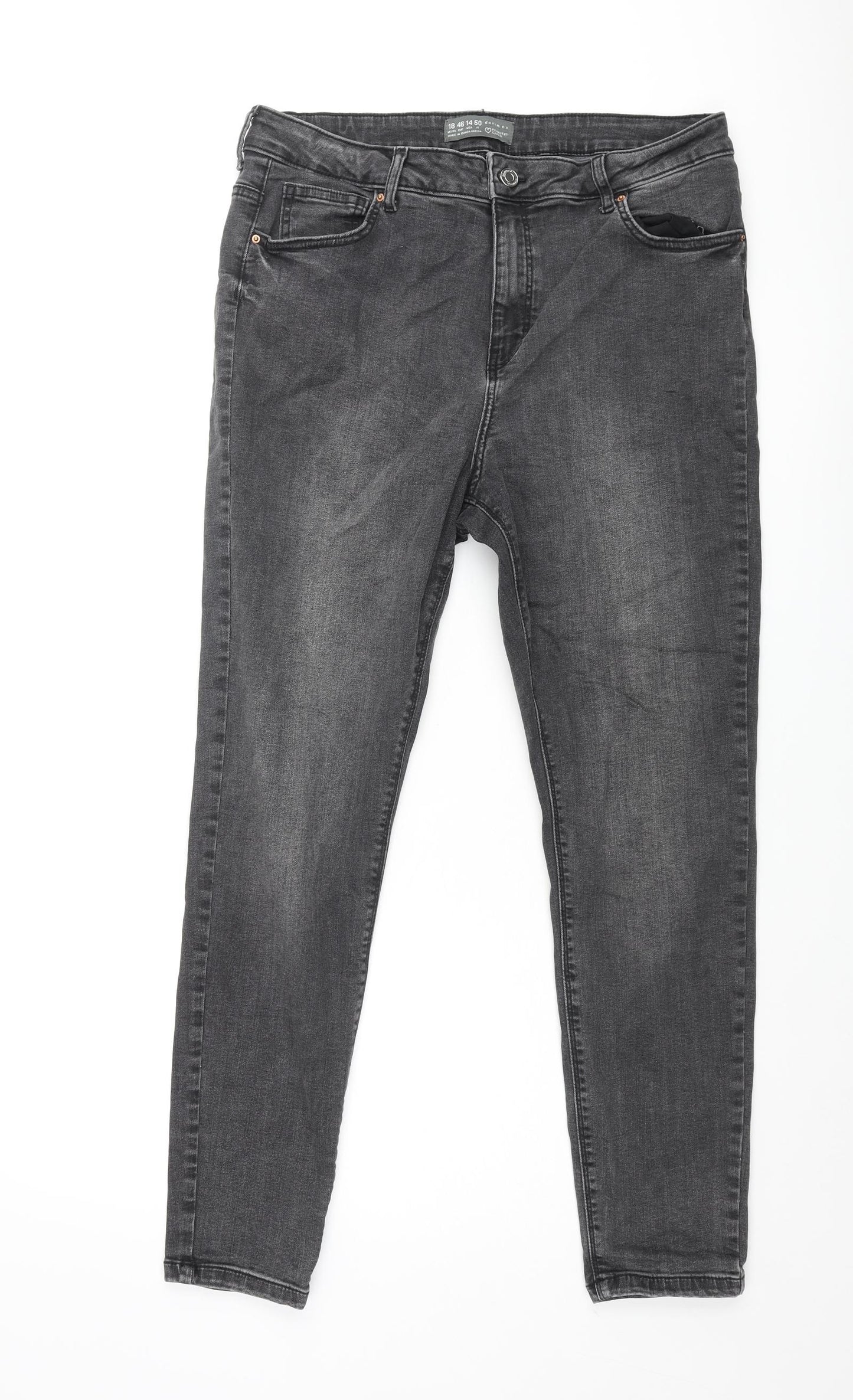 Denim & Co. Womens Grey Cotton Skinny Jeans Size 18 L27 in Regular Zip