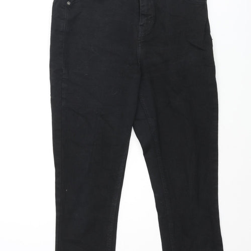Topshop Womens Black Cotton Capri Jeans Size 30 in L21 in Regular Zip