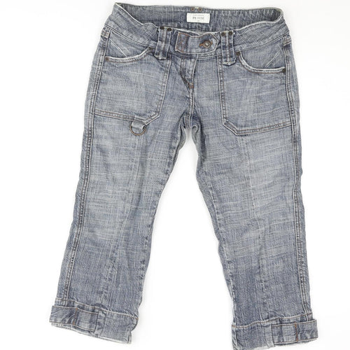 Topshop Womens Blue Cotton Capri Jeans Size 10 L20 in Regular Zip