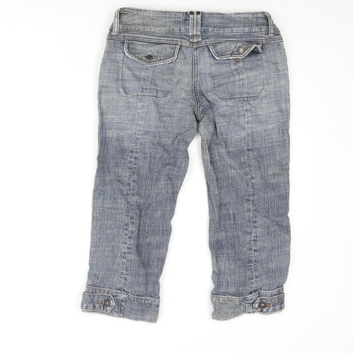 Topshop Womens Blue Cotton Capri Jeans Size 10 L20 in Regular Zip
