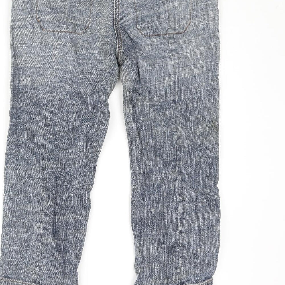 Topshop Womens Blue Cotton Capri Jeans Size 10 L20 in Regular Zip
