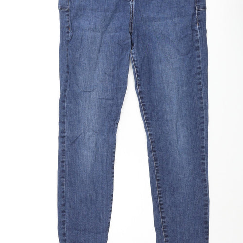 NEXT Womens Blue Cotton Skinny Jeans Size 14 L31 in Regular Zip