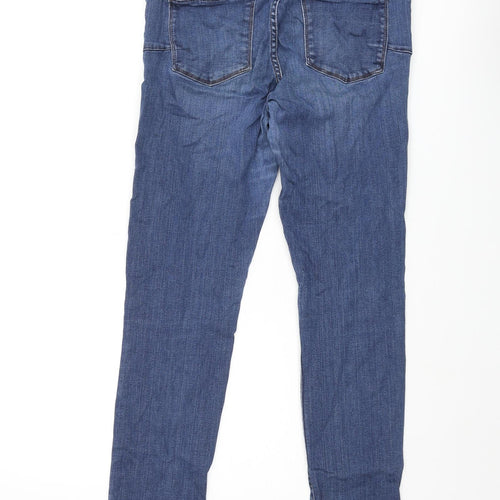 NEXT Womens Blue Cotton Skinny Jeans Size 14 L31 in Regular Zip