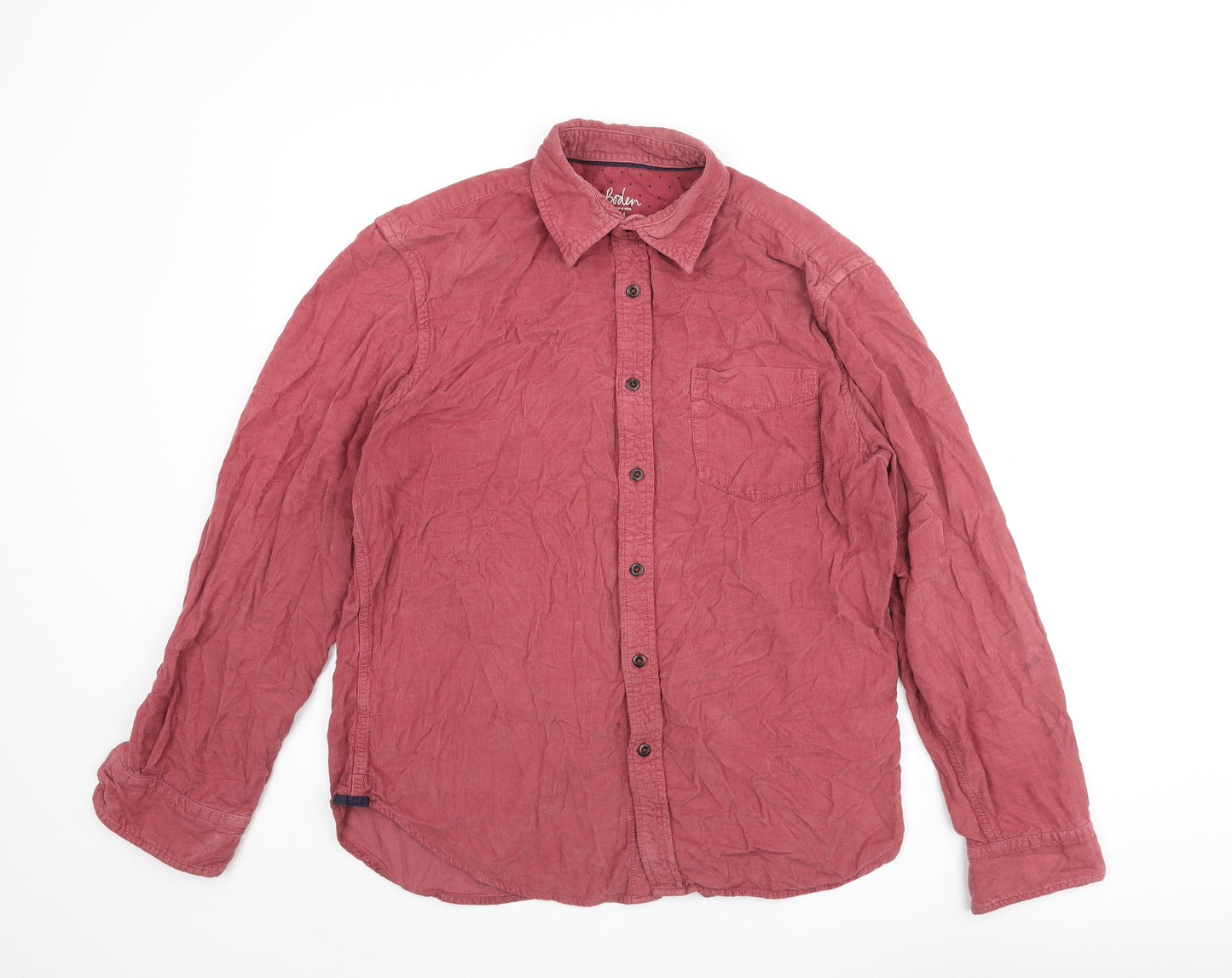 Boden Mens Pink Cotton Button-Up Size M Collared Button