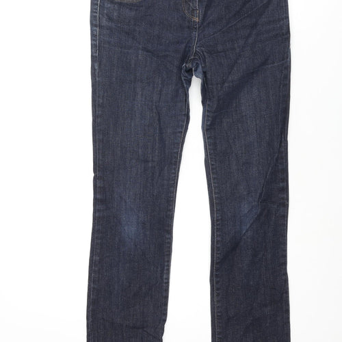 NEXT Womens Blue Cotton Straight Jeans Size 8 L27 in Regular Zip