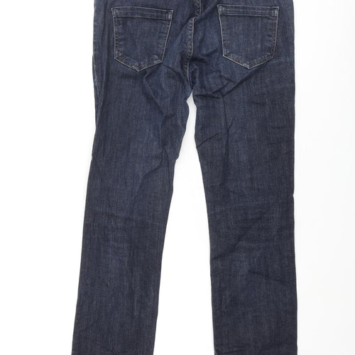 NEXT Womens Blue Cotton Straight Jeans Size 8 L27 in Regular Zip