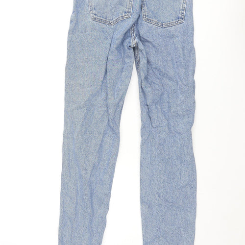 New Look Girls Blue Cotton Tapered Jeans Size 11 Years L27 in Regular Zip - Distressed Elasticated Waist