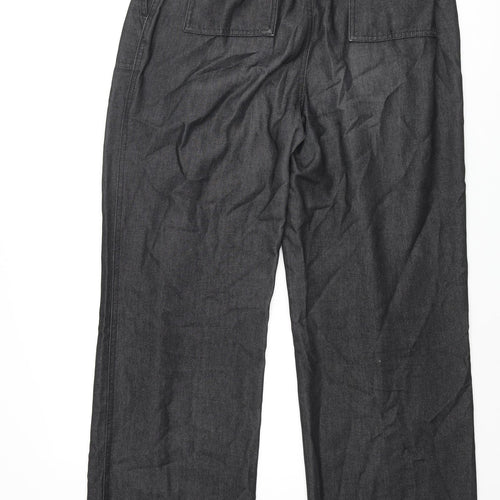 Marks and Spencer Womens Black Polyester Wide-Leg Jeans Size 14 L30 in Regular Zip - Drawstring