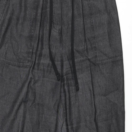 Marks and Spencer Womens Black Polyester Wide-Leg Jeans Size 14 L30 in Regular Zip - Drawstring