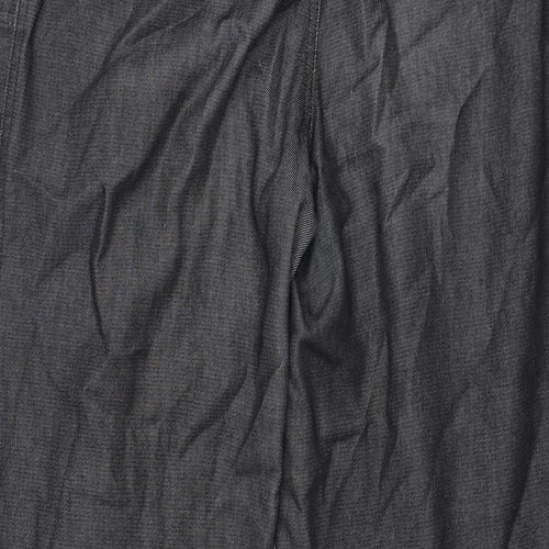 Marks and Spencer Womens Black Polyester Wide-Leg Jeans Size 14 L30 in Regular Zip - Drawstring