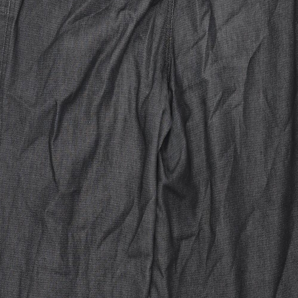 Marks and Spencer Womens Black Polyester Wide-Leg Jeans Size 14 L30 in Regular Zip - Drawstring