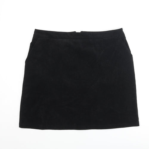 Papaya Womens Black Polyester Mini Skirt Size 12 Zip
