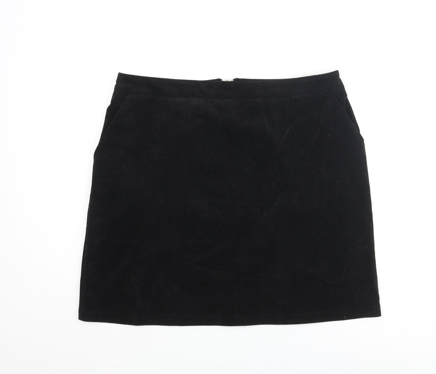 Papaya Womens Black Polyester Mini Skirt Size 12 Zip