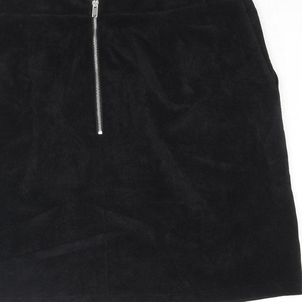 Papaya Womens Black Polyester Mini Skirt Size 12 Zip