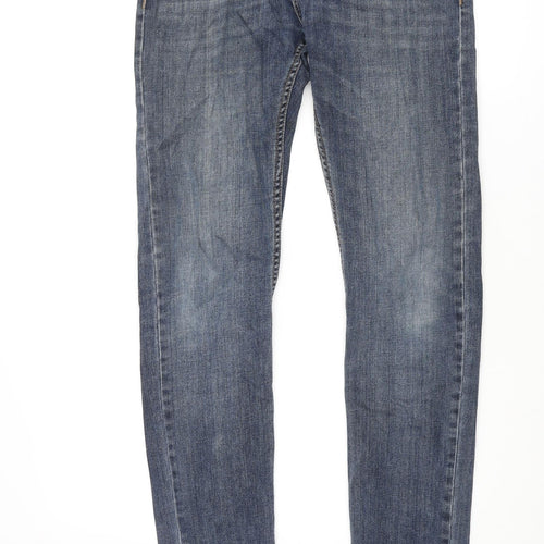 Topman Mens Blue Cotton Tapered Jeans Size 32 in L34 in Regular Button