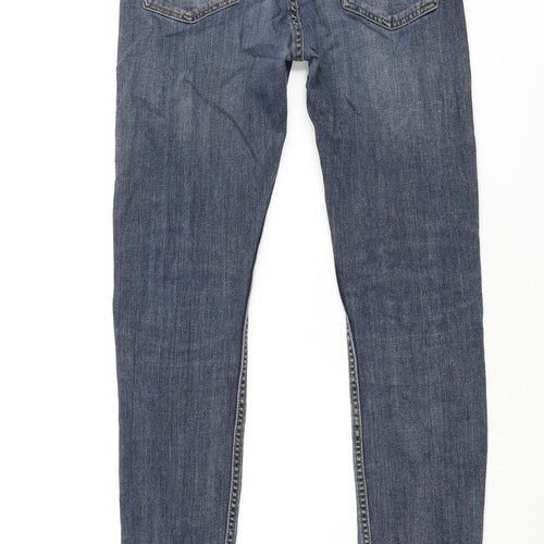 Topman Mens Blue Cotton Tapered Jeans Size 32 in L34 in Regular Button