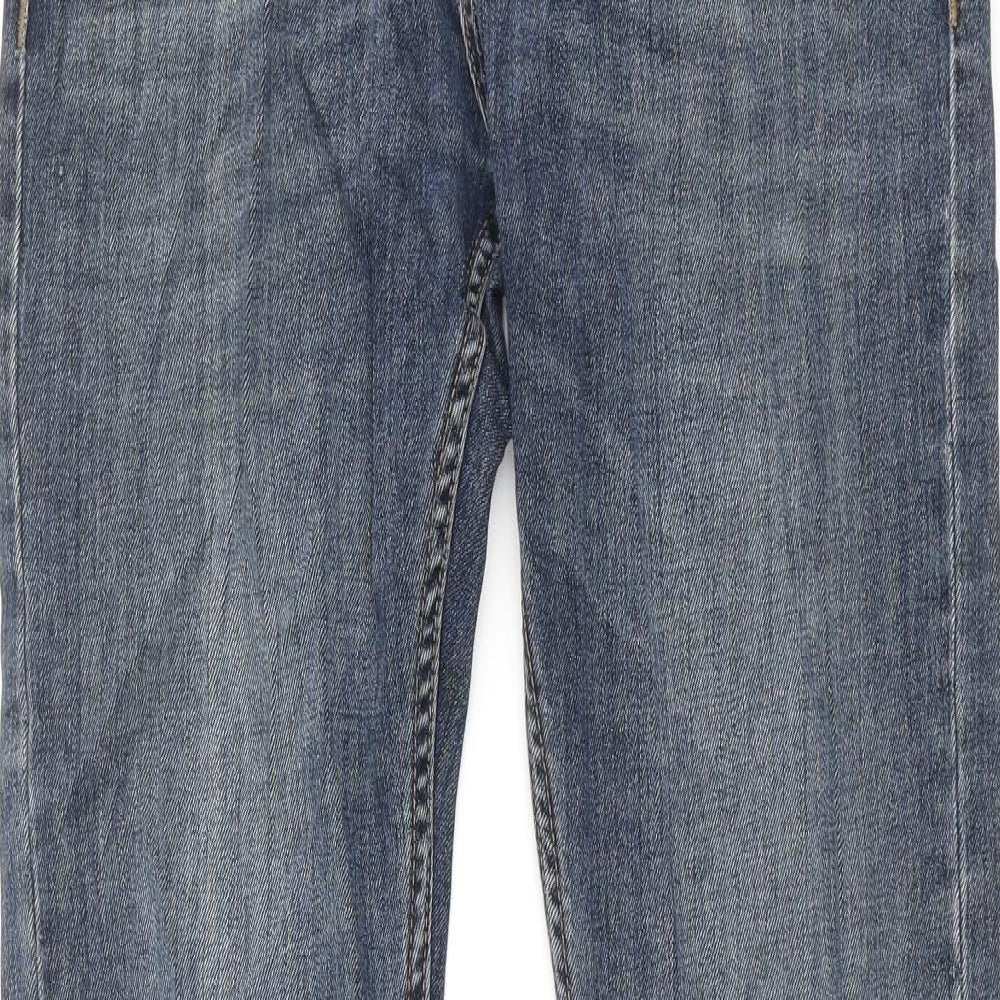 Topman Mens Blue Cotton Tapered Jeans Size 32 in L34 in Regular Button