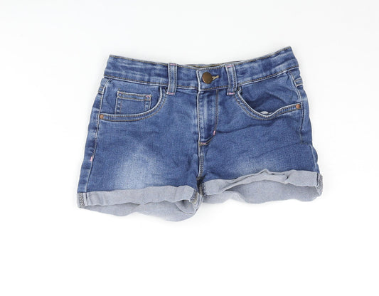 Denim & Co. Girls Blue Cotton Cut-Off Shorts Size 10-11 Years Regular Buckle