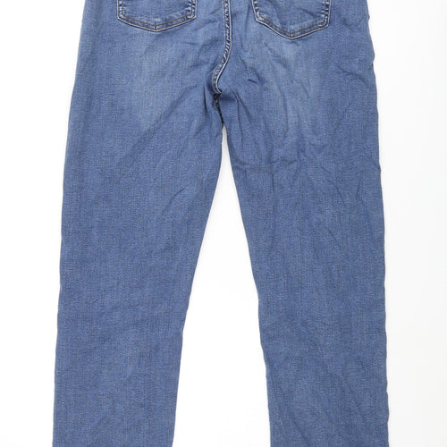 Per Una Womens Blue Cotton Straight Jeans Size 14 L30 in Regular Zip