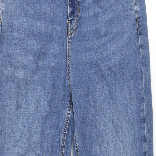 Per Una Womens Blue Cotton Straight Jeans Size 14 L30 in Regular Zip