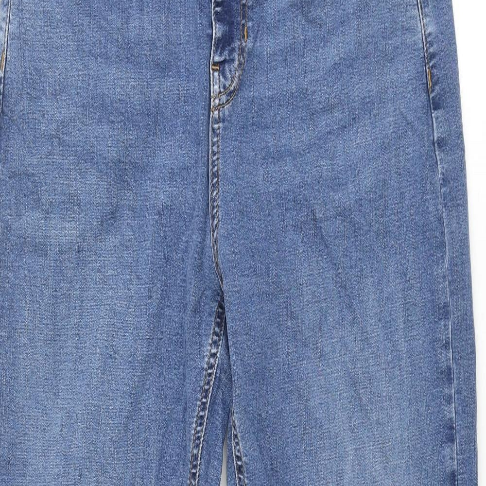 Per Una Womens Blue Cotton Straight Jeans Size 14 L30 in Regular Zip