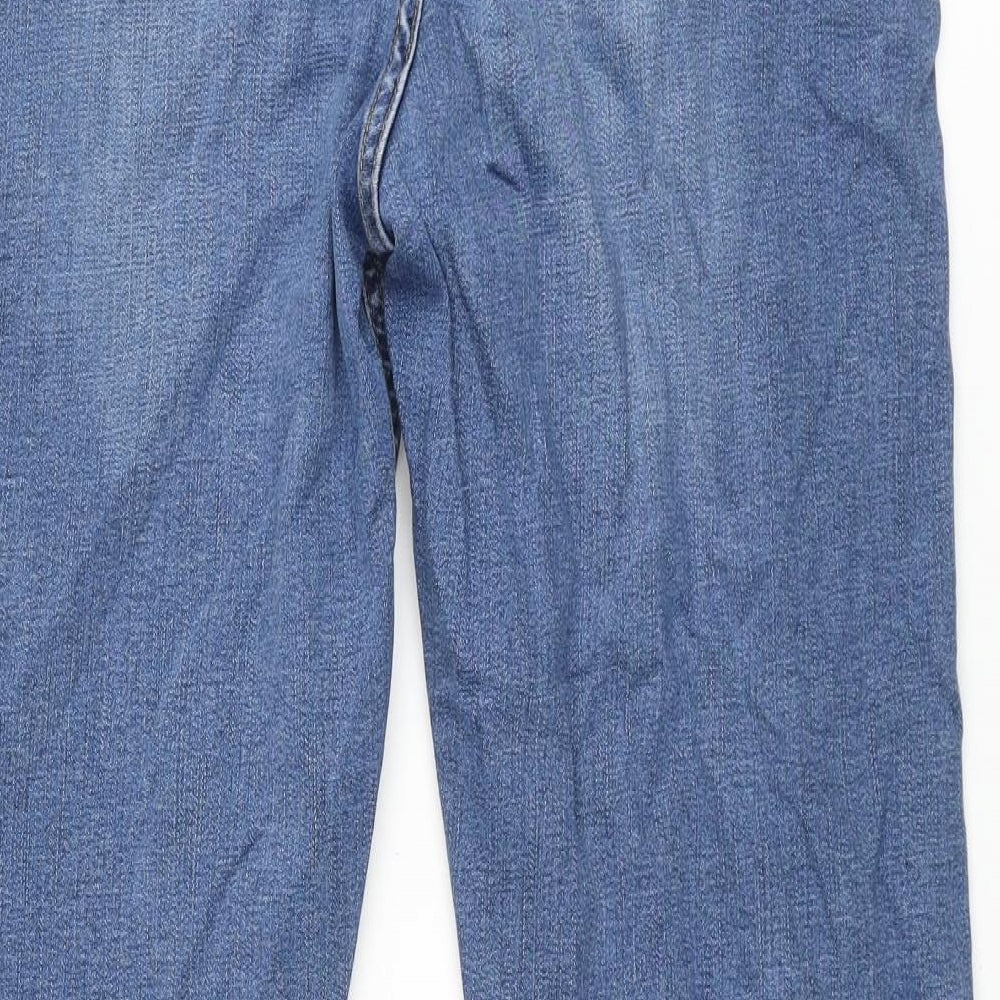 Per Una Womens Blue Cotton Straight Jeans Size 14 L30 in Regular Zip
