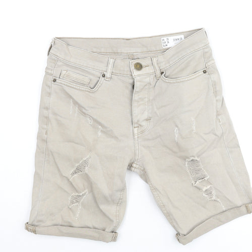 Denim & Co. Mens Beige Cotton Bermuda Shorts Size 28 in L9 in Regular Zip