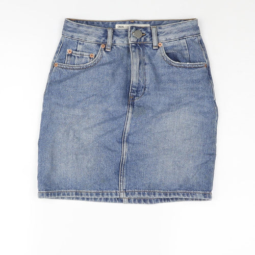 ASOS Womens Blue Cotton Straight & Pencil Skirt Size 6 Zip