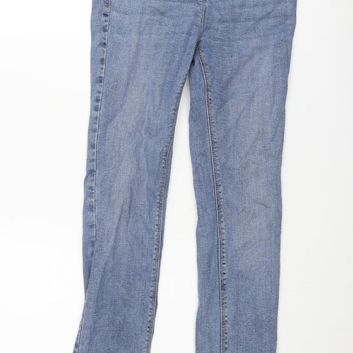 Marks and Spencer Womens Blue Cotton Straight Jeans Size 8 L28 in Slim Zip