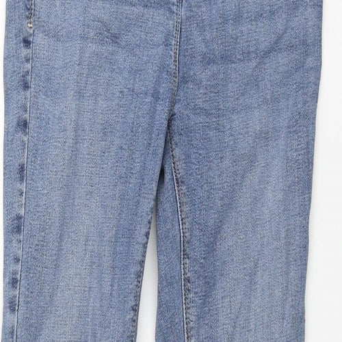 Marks and Spencer Womens Blue Cotton Straight Jeans Size 8 L28 in Slim Zip