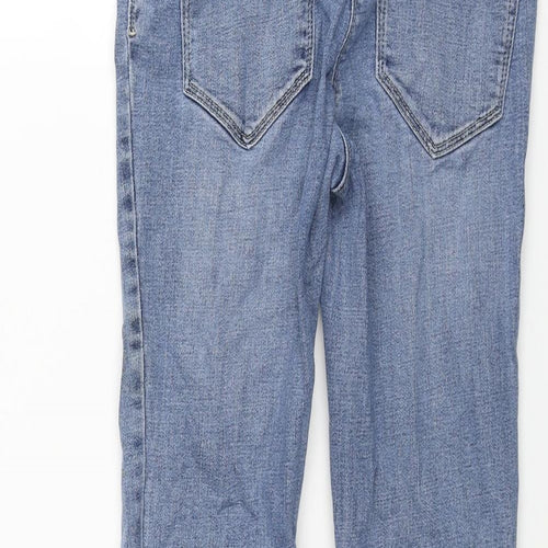 Marks and Spencer Womens Blue Cotton Straight Jeans Size 8 L28 in Slim Zip
