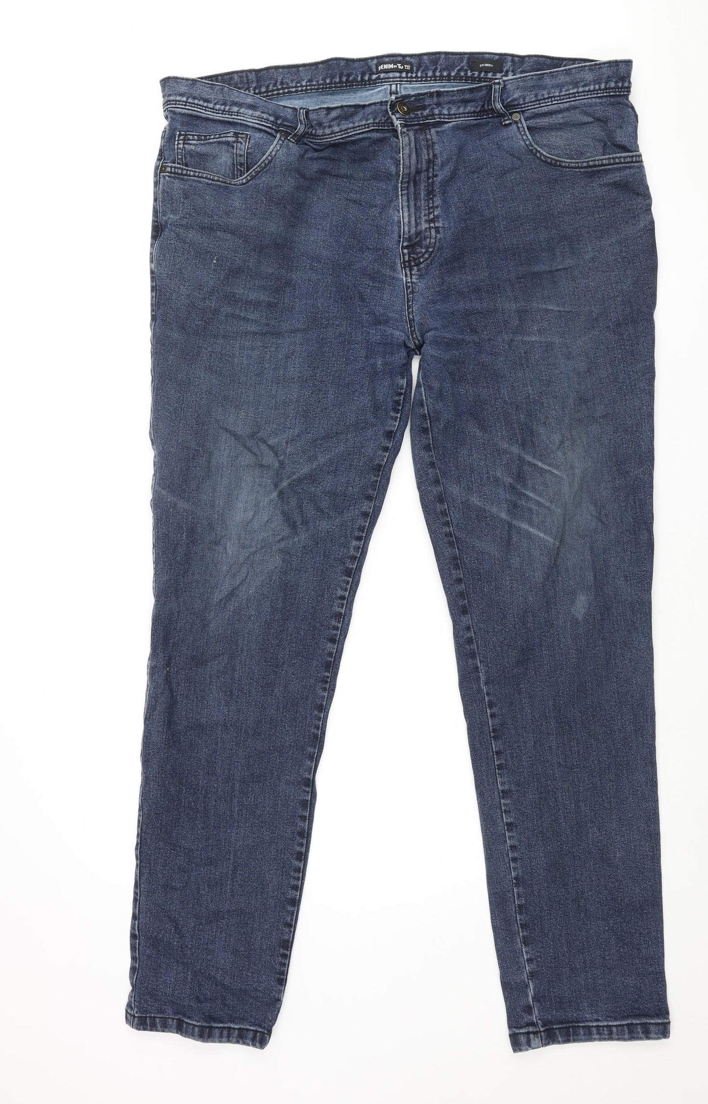 TU Mens Blue Cotton Tapered Jeans Size 42 in L32 in Regular Zip