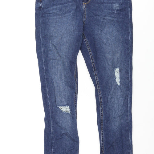 Dorothy Perkins Womens Blue Cotton Skinny Jeans Size 10 L28 in Regular Zip