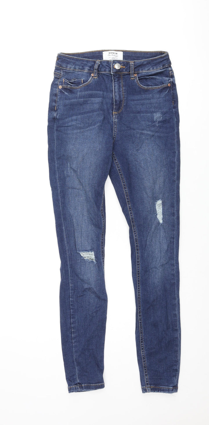 Dorothy Perkins Womens Blue Cotton Skinny Jeans Size 10 L28 in Regular Zip