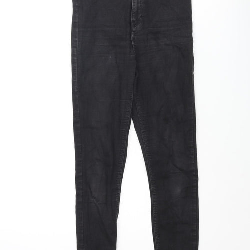 Topshop Womens Black Cotton Skinny Jeans Size 28 in L30 in Regular Zip - Raw Hem